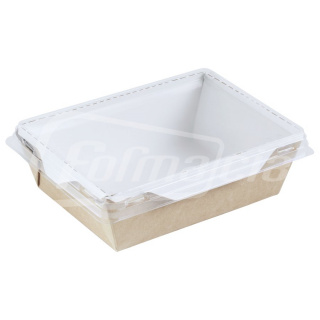 BOX400-PL Plastik Kapaklı Yemek Kutusu Kraft 400 ml