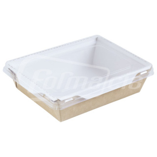 BOX500-PL Plastik Kapaklı Yemek Kutusu Kraft 500 ml