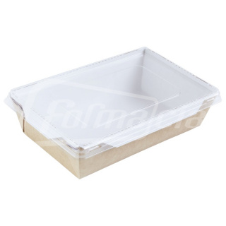 BOX800-PL Plastik Kapaklı Yemek Kutusu Kraft 800 ml