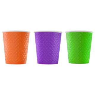 EM80-280-0479 Tek kullanımlık kabartmalı çift cidarlı karton bardak "Waffle Color Mix" 8 oz (250&nbsp;ml)