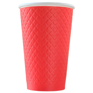EM90-530-6810 Tek kullanımlık kabartmalı çift cidarlı karton bardak "Waffle" 16 oz (400&nbsp;ml)