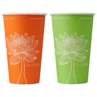 HB90-530-109904 Tek kullanımlık karton bardak "Lotus" 16 oz (400&nbsp;ml)