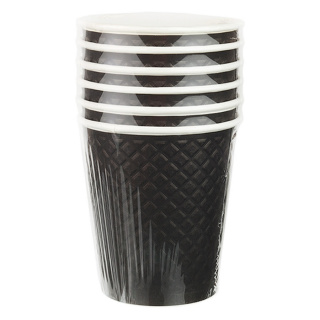 EM80-280-6-0478 Tek kullanımlık kabartmalı çift cidarlı karton bardak "Waffle Siyah" 8 oz (250&nbsp;ml)