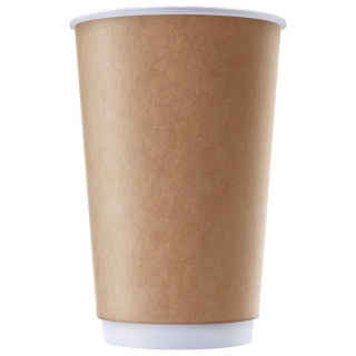 DW90-530-1182 Tek kullanımlık çift cidarlı karton bardak Kraft 16 oz (400&nbsp;ml)