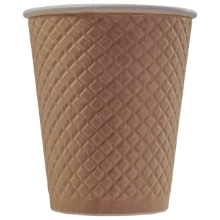 EM80-280-0367 Tek kullanımlık kabartmalı çift cidarlı karton bardak "Waffle Kraft" 8 oz (250&nbsp;ml)