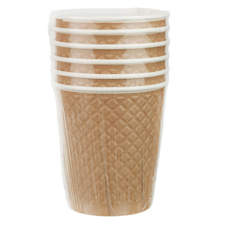 EM80-280-6-0367 Tek kullanımlık kabartmalı çift cidarlı karton bardak "Waffle Kraft" 8 oz (250&nbsp;ml)