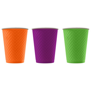 EM90-430-0480 Tek kullanımlık kabartmalı çift cidarlı karton bardak "Waffle Color Mix" 12 oz (300&nbsp;ml)